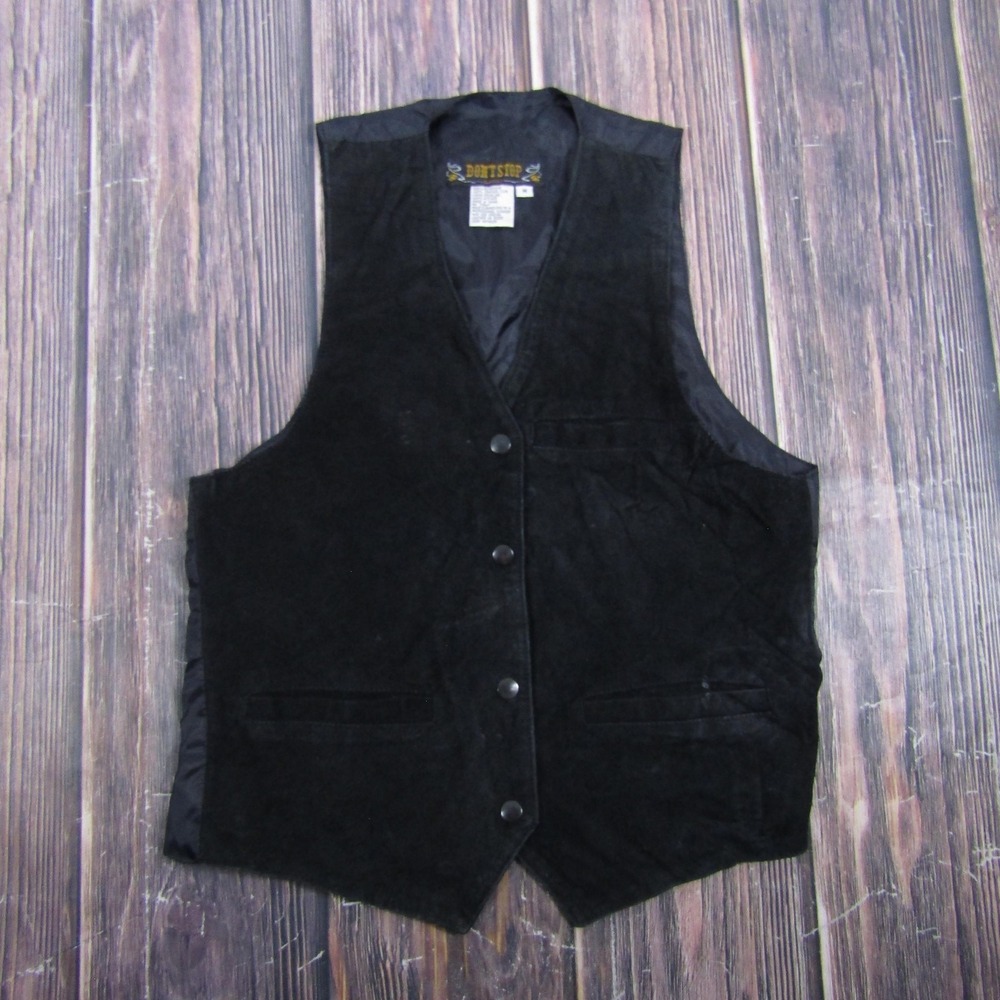 Suit Vest Don't Stop Mens M Black Solid 3 Piece Belted Suede Casual Waistcoat